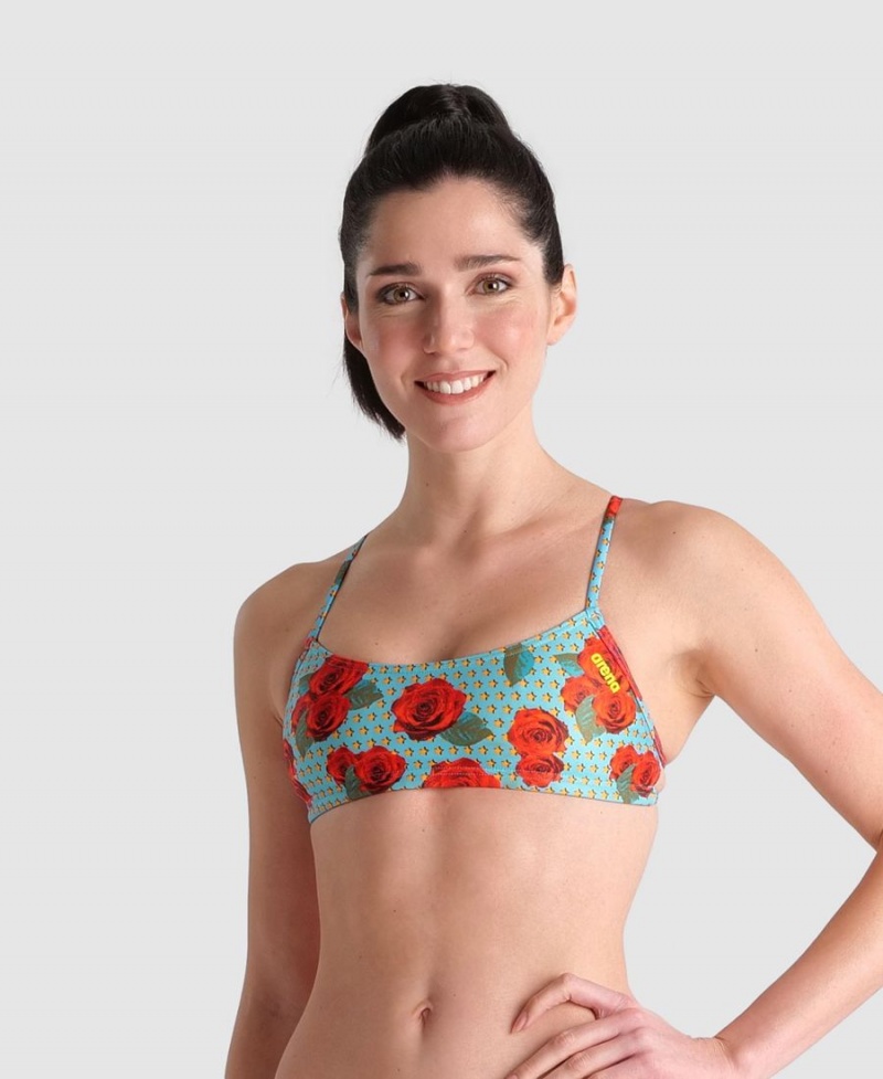 Haut de Bikini Arena Play Bandeau Turquoise Multicolore Femme | LJY-81870295