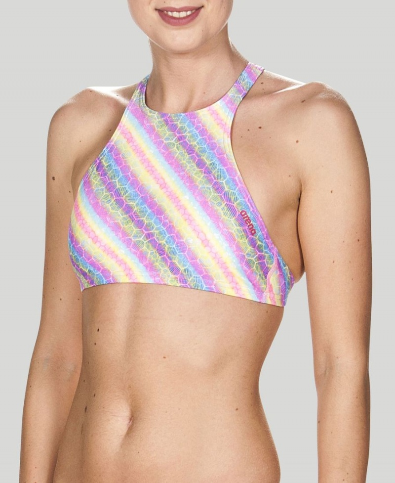 Haut de Bikini Arena Crop Think Violette Multicolore Femme | SBU-22156286