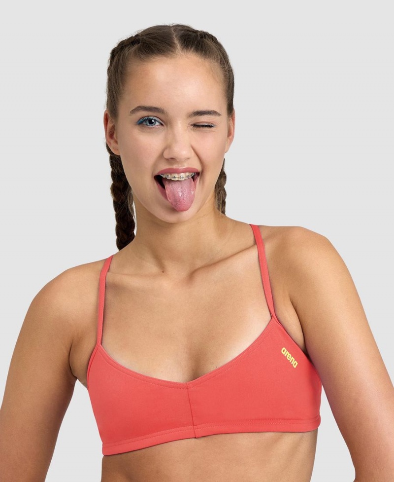 Haut de Bikini Arena Live Bandeau Rouge Femme | DES-26098599