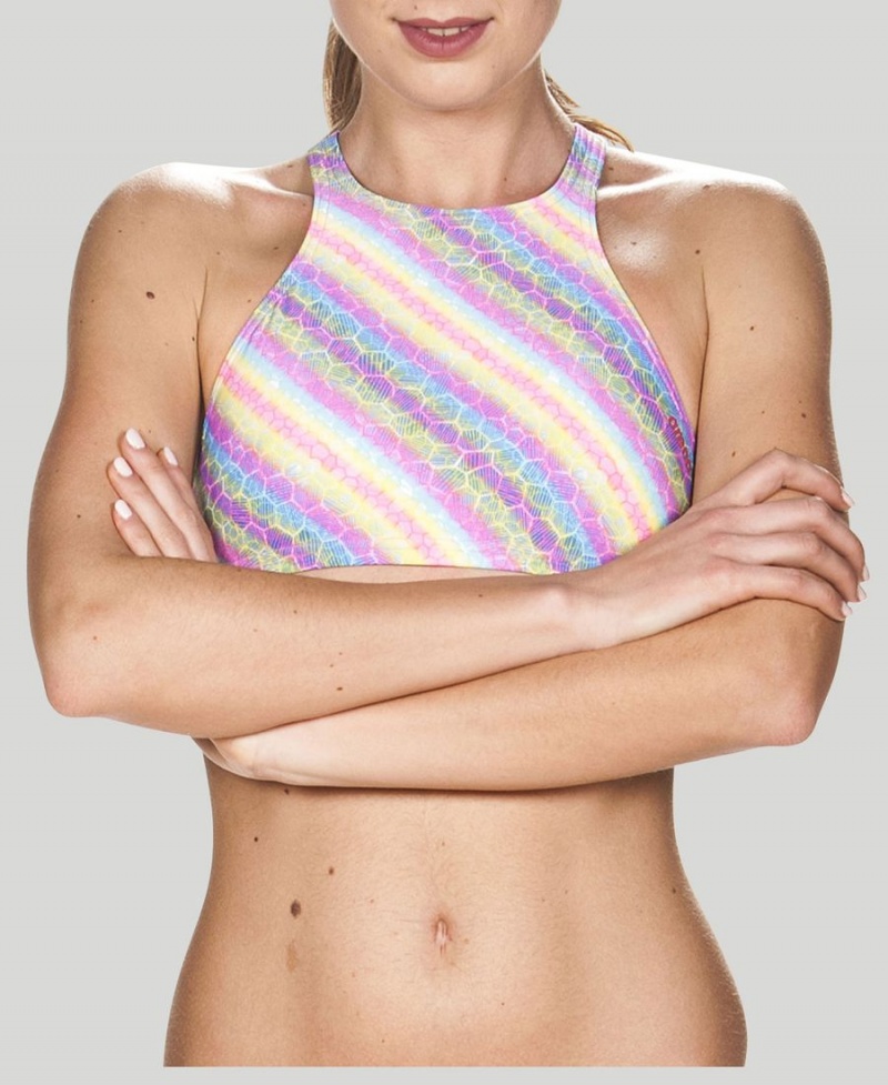 Haut de Bikini Arena Crop Think Violette Multicolore Femme | SBU-22156286