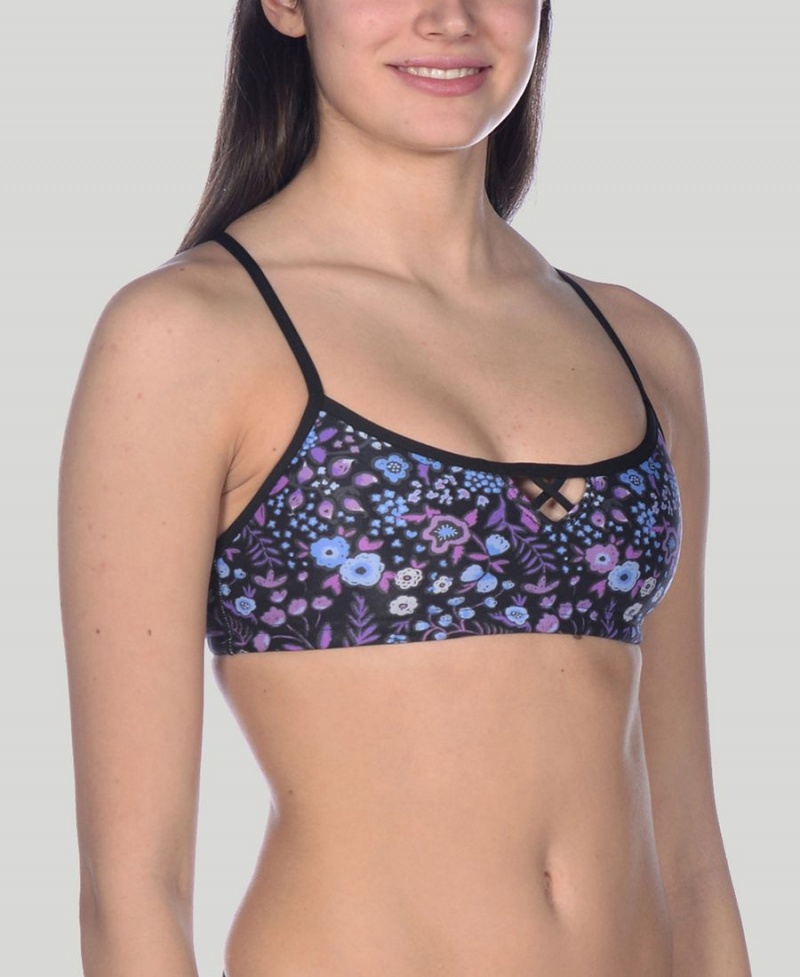 Haut de Bikini Arena BE Bandeau Noir Multicolore Femme | QAF-37666500