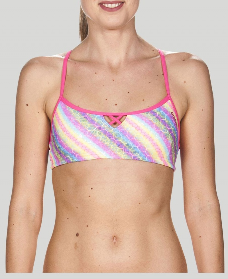 Haut de Bikini Arena BE Bandeau Rose Multicolore Femme | CZN-43642036