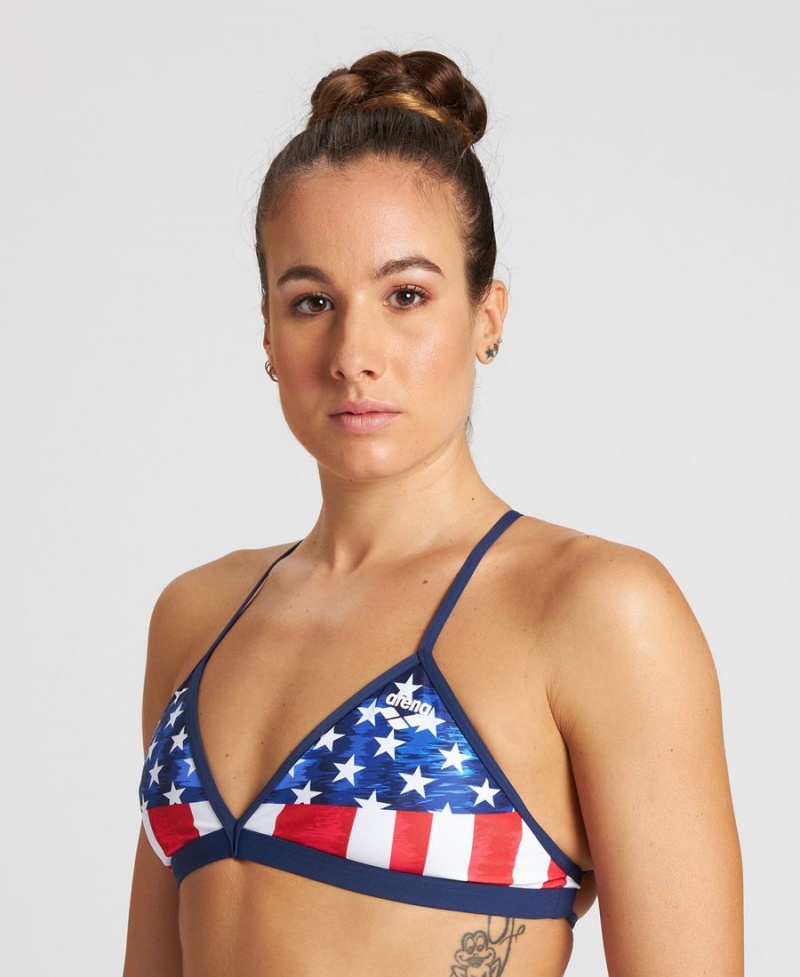 Haut de Bikini Arena Stars and Stripes Tie Back Bleu Marine Multicolore Femme | UVI-79771123