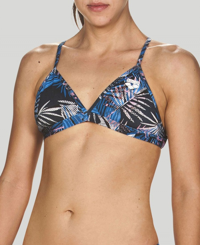 Haut de Bikini Arena Floral Allover Tie Back Bleu Marine Multicolore Femme | PMZ-44405673