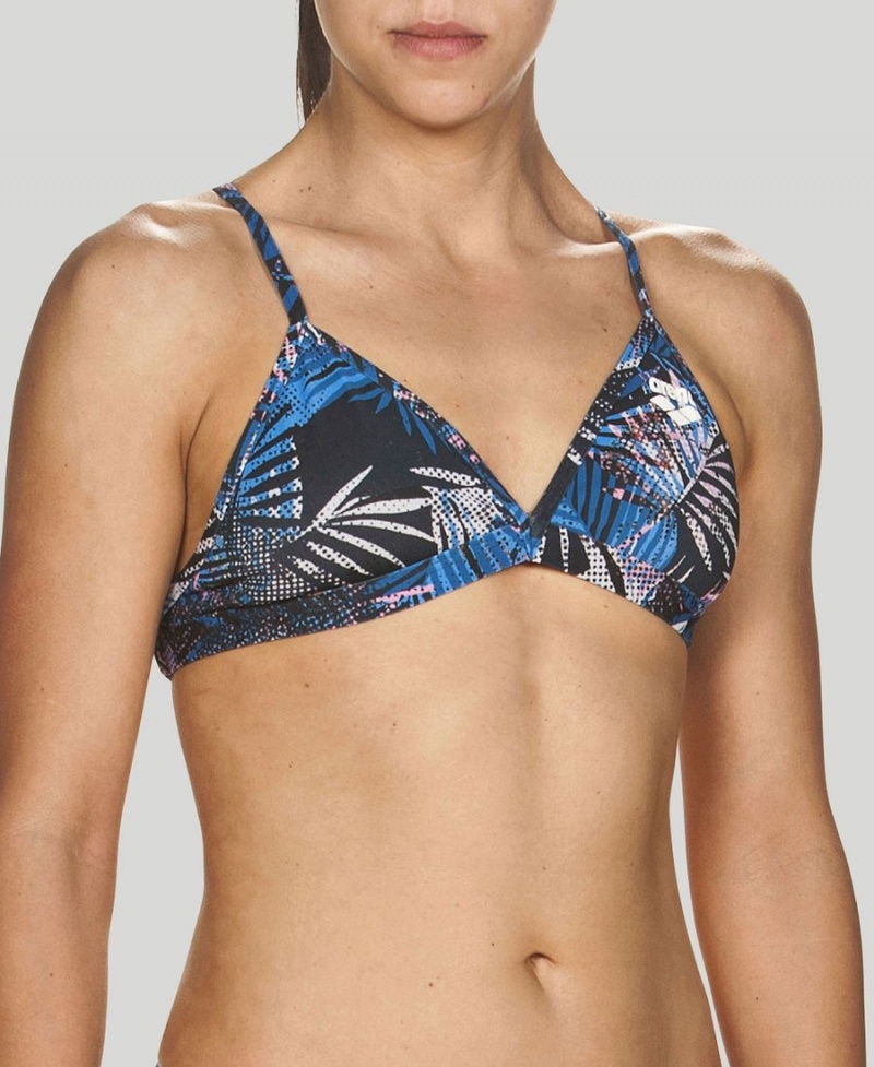 Haut de Bikini Arena Floral Allover Tie Back Bleu Marine Multicolore Femme | PMZ-44405673