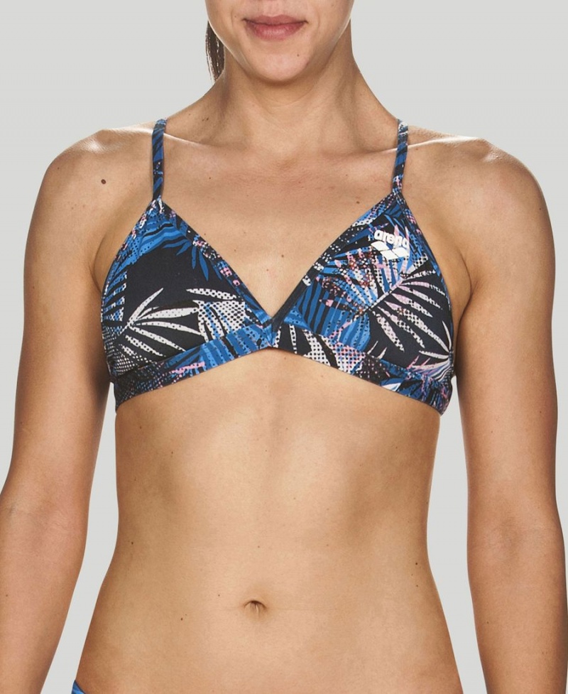 Haut de Bikini Arena Floral Allover Tie Back Bleu Marine Multicolore Femme | PMZ-44405673