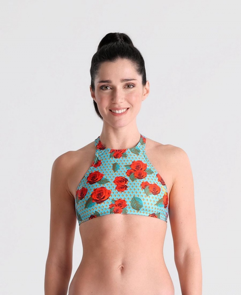 Haut de Bikini Arena Crop Think Turquoise Multicolore Femme | EWX-14995689