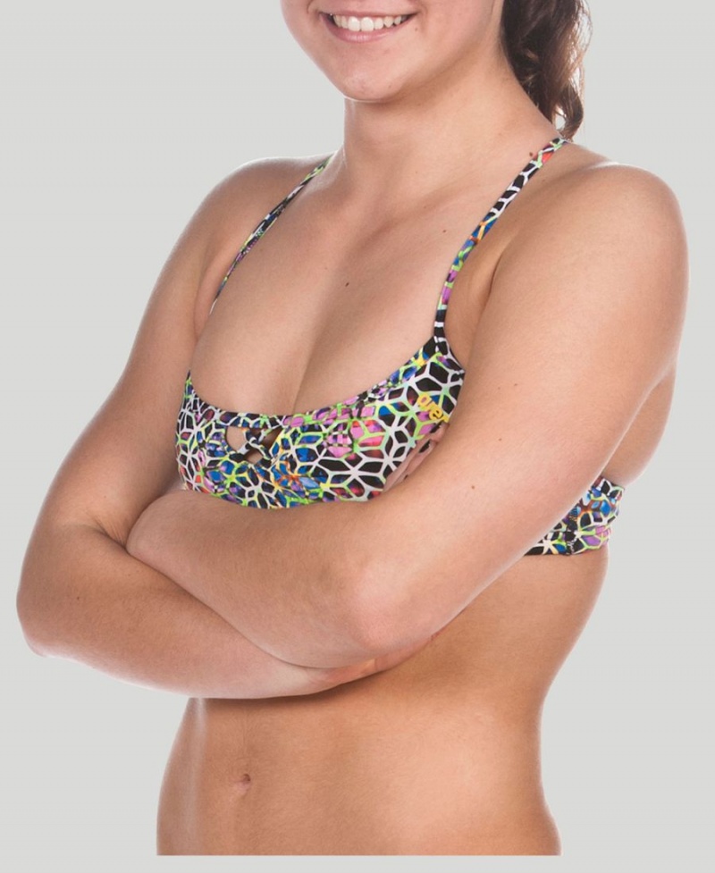 Haut de Bikini Arena BE Bandeau Noir Multicolore Femme | KWW-44818579