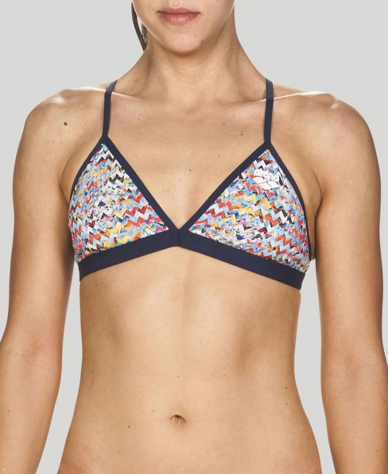 Haut de Bikini Arena Ethno Zigzag Tie Back Grise Multicolore Femme | UXY-17290453