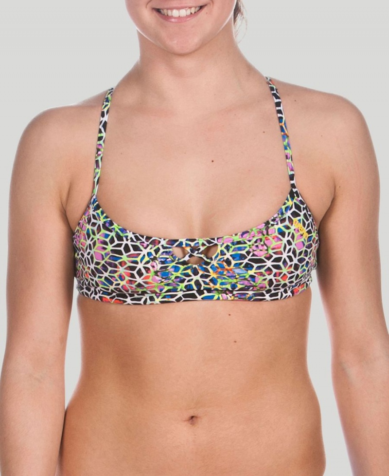 Haut de Bikini Arena BE Bandeau Noir Multicolore Femme | KWW-44818579