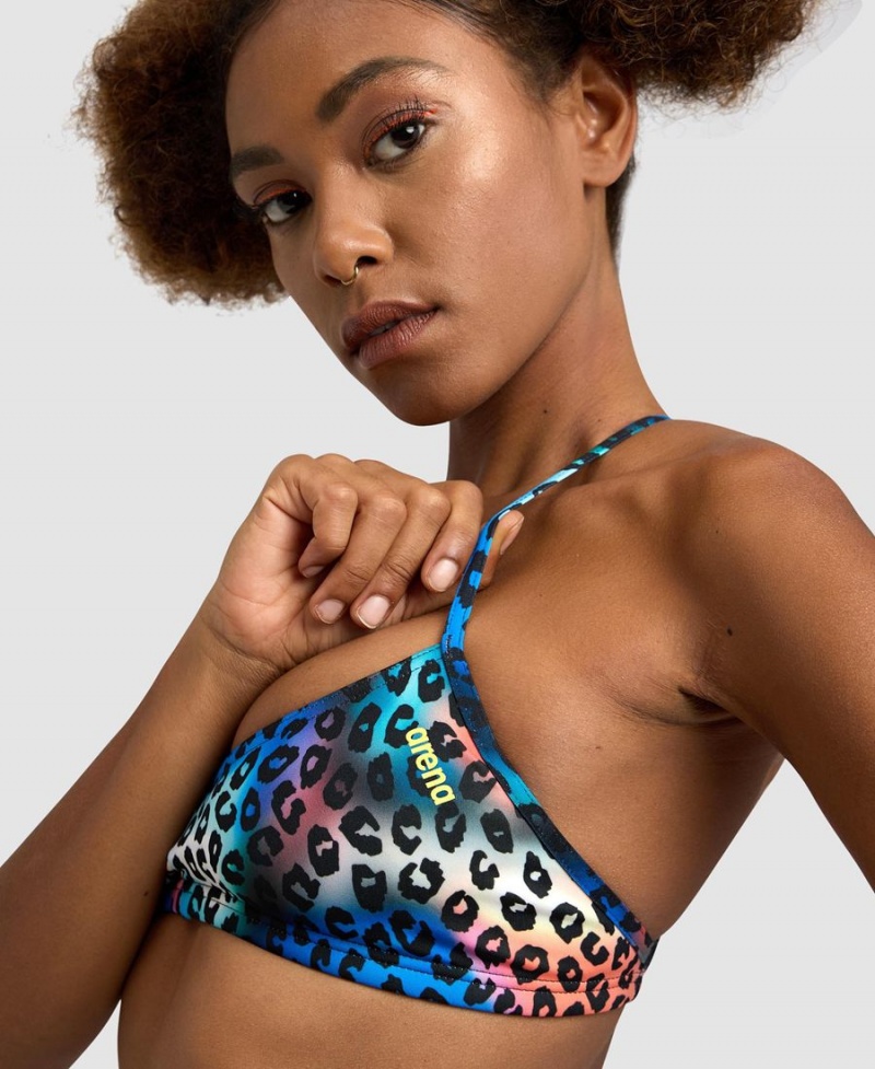 Haut de Bikini Arena Live Bandeau Bleu Multicolore Femme | QJX-65588353