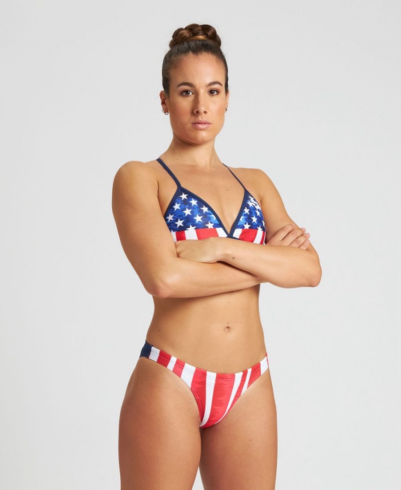 Bas de Bikini Arena Stars and Stripes USA Bleu Marine Multicolore Femme | MVN-18406325