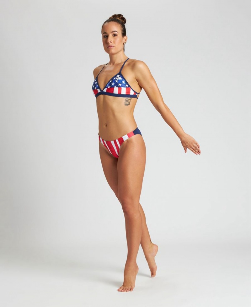 Bas de Bikini Arena Stars and Stripes USA Bleu Marine Multicolore Femme | MVN-18406325