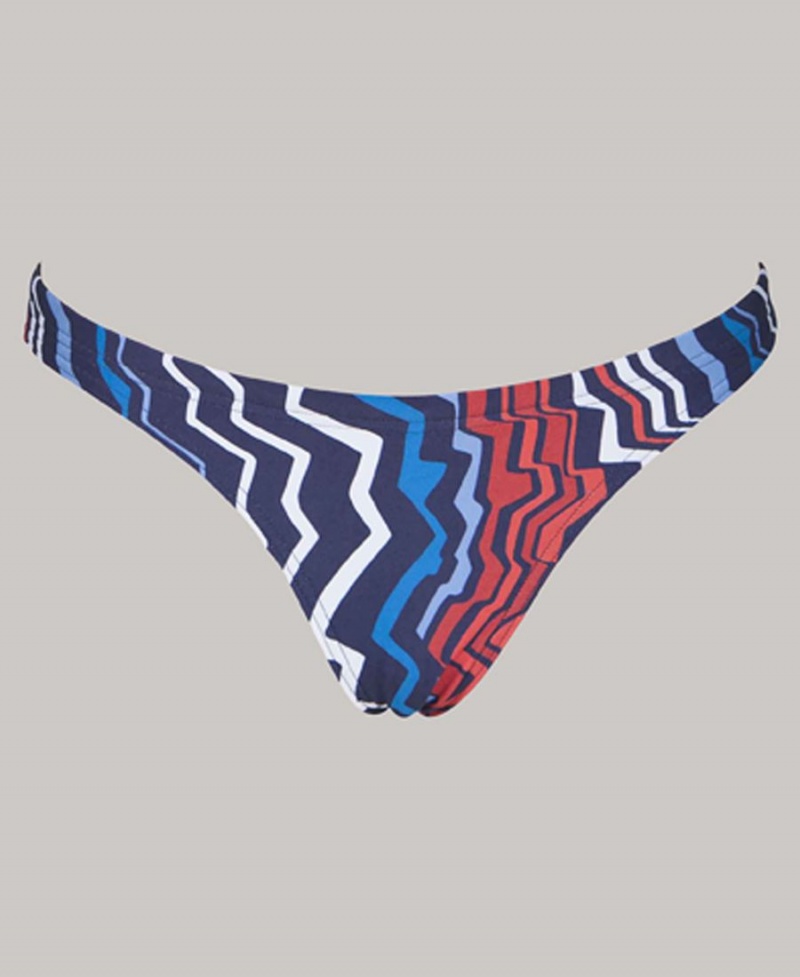 Bas de Bikini Arena Zig Zag Bleu Marine Rouge Femme | DTG-27249599