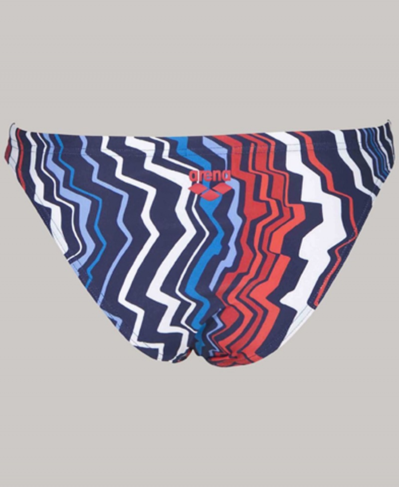 Bas de Bikini Arena Zig Zag Bleu Marine Rouge Femme | DTG-27249599