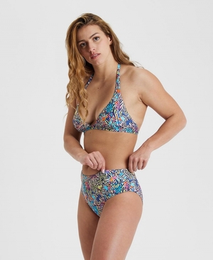 Maillot de Bain Arena Halterneck Multiprints Bleu Multicolore Femme | TQG-95375040