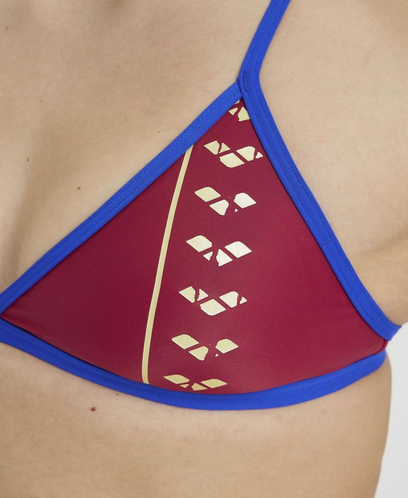 Maillot de Bain Arena Icons Logo Triangle Top Bordeaux Bleu Femme | ZZT-03079710