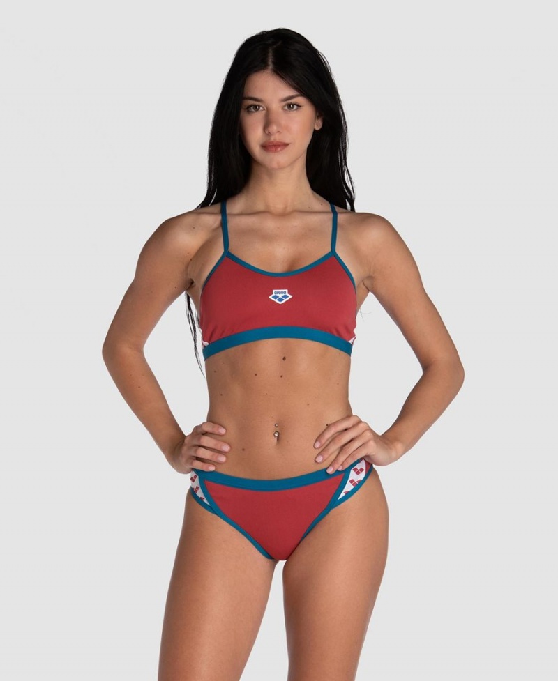 Maillot de Bain Arena Icons Solid Cross Back Rouge Bleu Femme | QQP-98871310