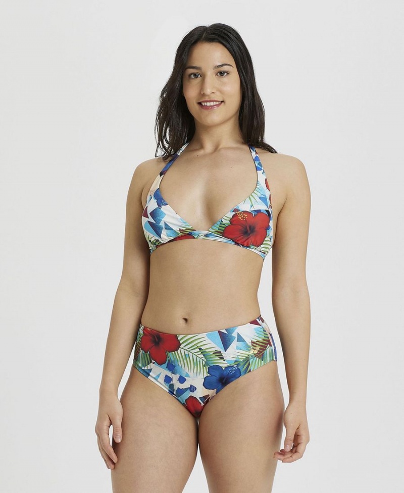 Maillot de Bain Arena Halterneck Multiprints Turquoise Multicolore Femme | NUQ-71127671