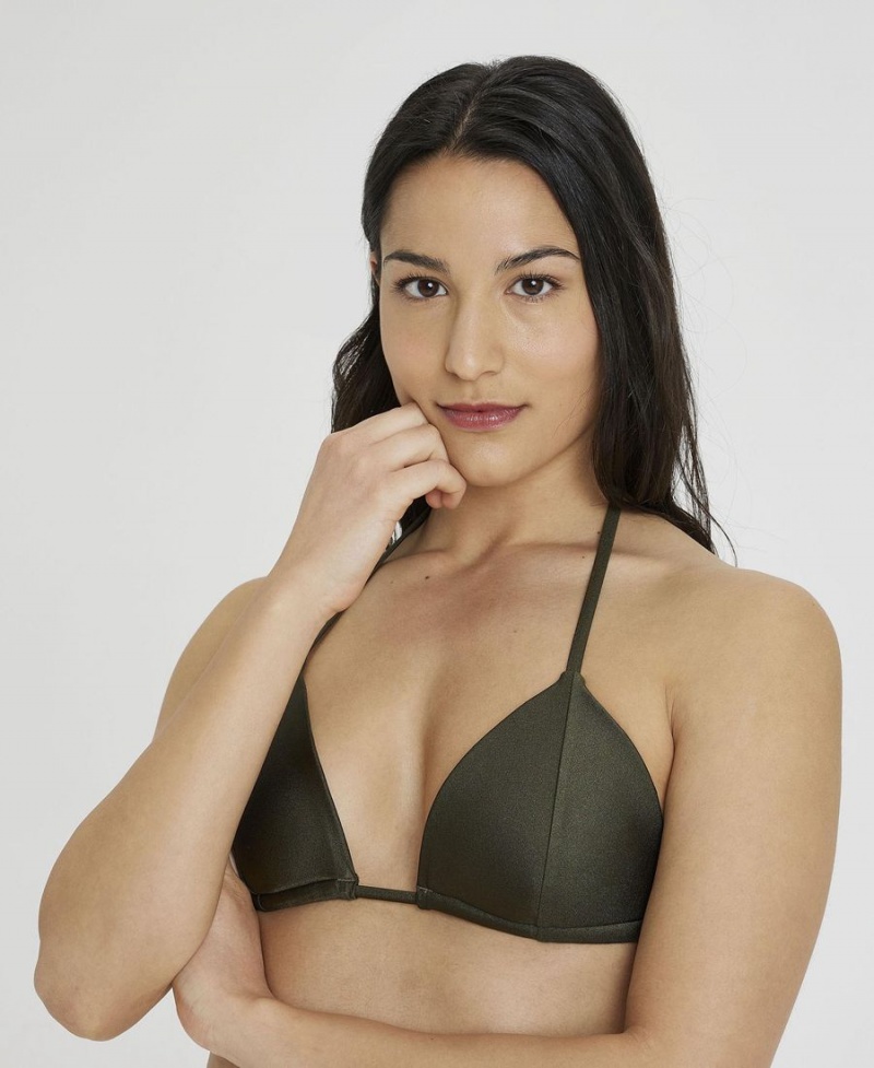 Maillot de Bain Arena Solid Triangle Vert Olive Femme | DMB-44971856