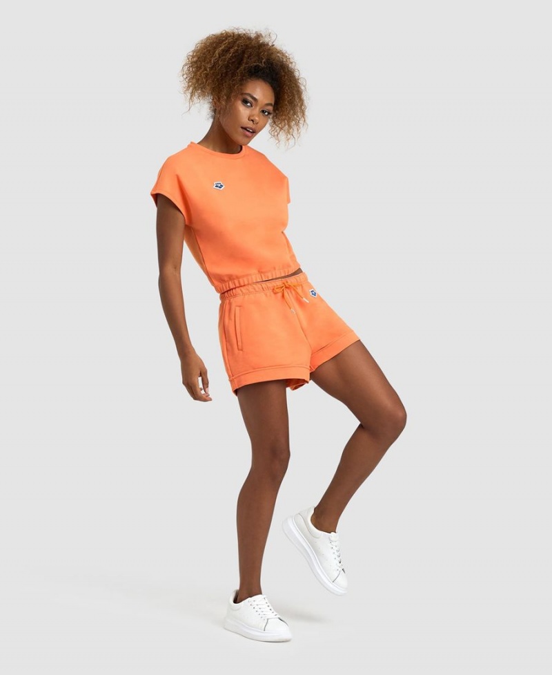 T-Shirt Arena Icons Crop Orange Femme | WIE-39763596