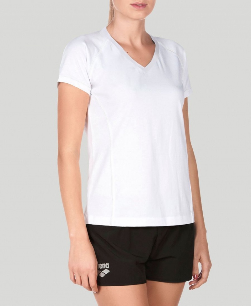 T-Shirt Arena Team Line Corta Sleeve Blanche Femme | OYQ-29672820