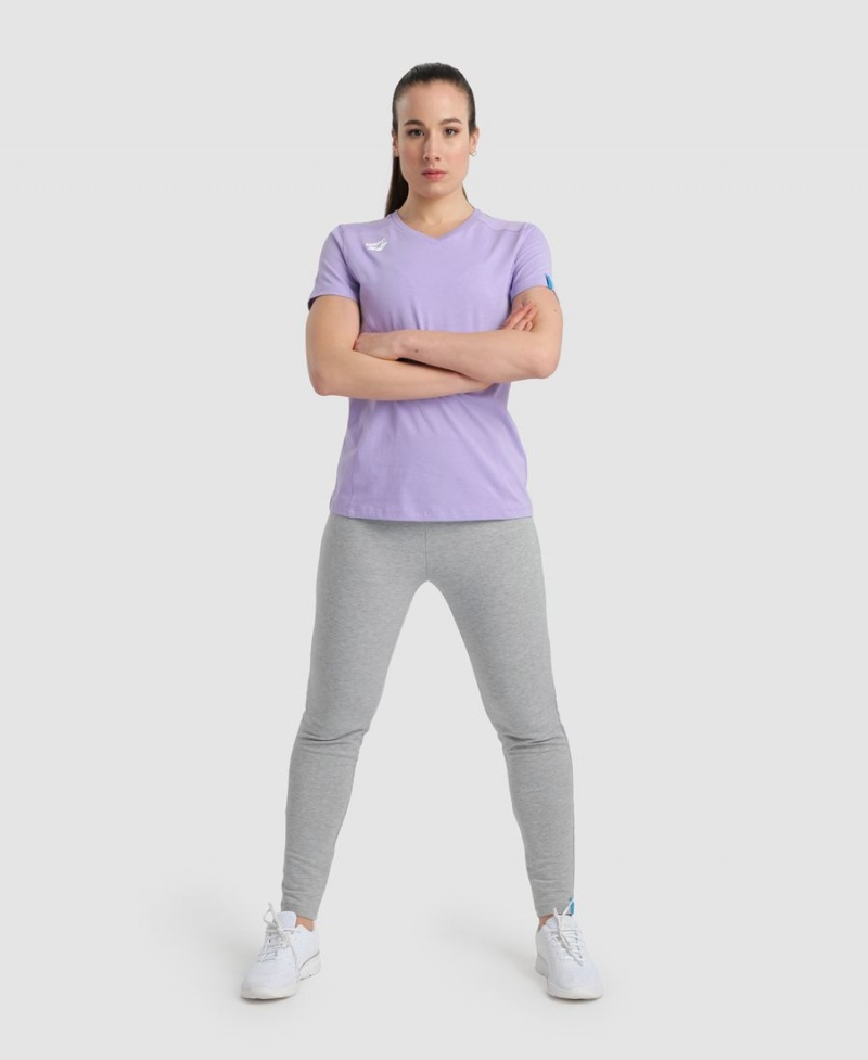 T-Shirt Arena Team Panel Violette Femme | VYL-13174418