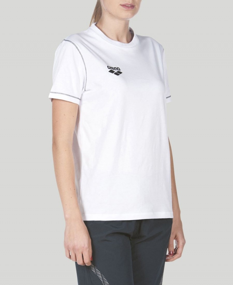 T-Shirt Arena Team Line Corta Sleeve Blanche Femme | PGA-83776685