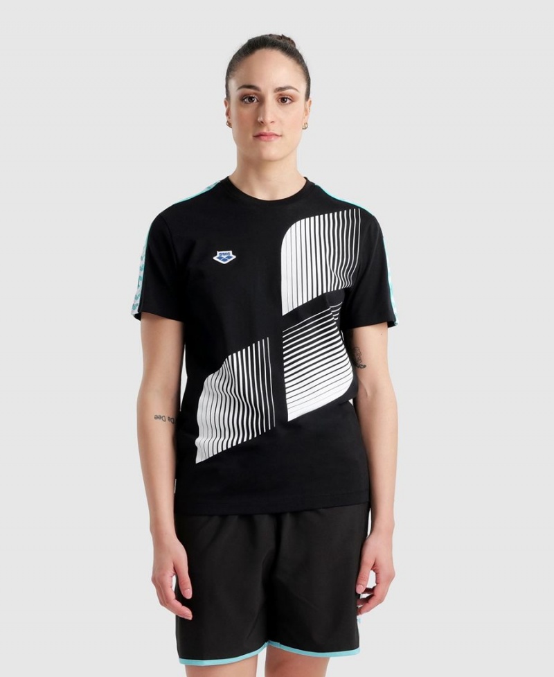 T-Shirt Arena Diamonds Noir Blanche Femme | SVQ-55825279