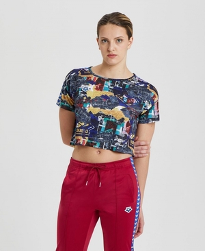 T-Shirt Arena Icons Corinne Mesh Crop Multicolore Femme | ETI-72342354