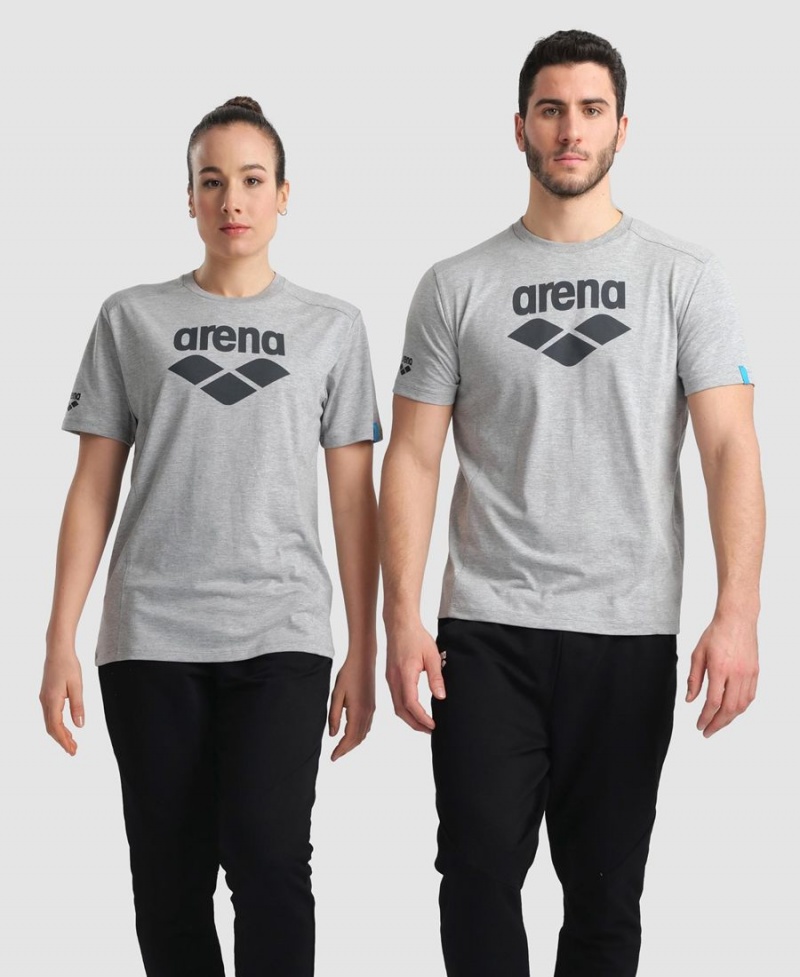 T-Shirt Arena Logo Coton Grise Femme | AXE-86753971