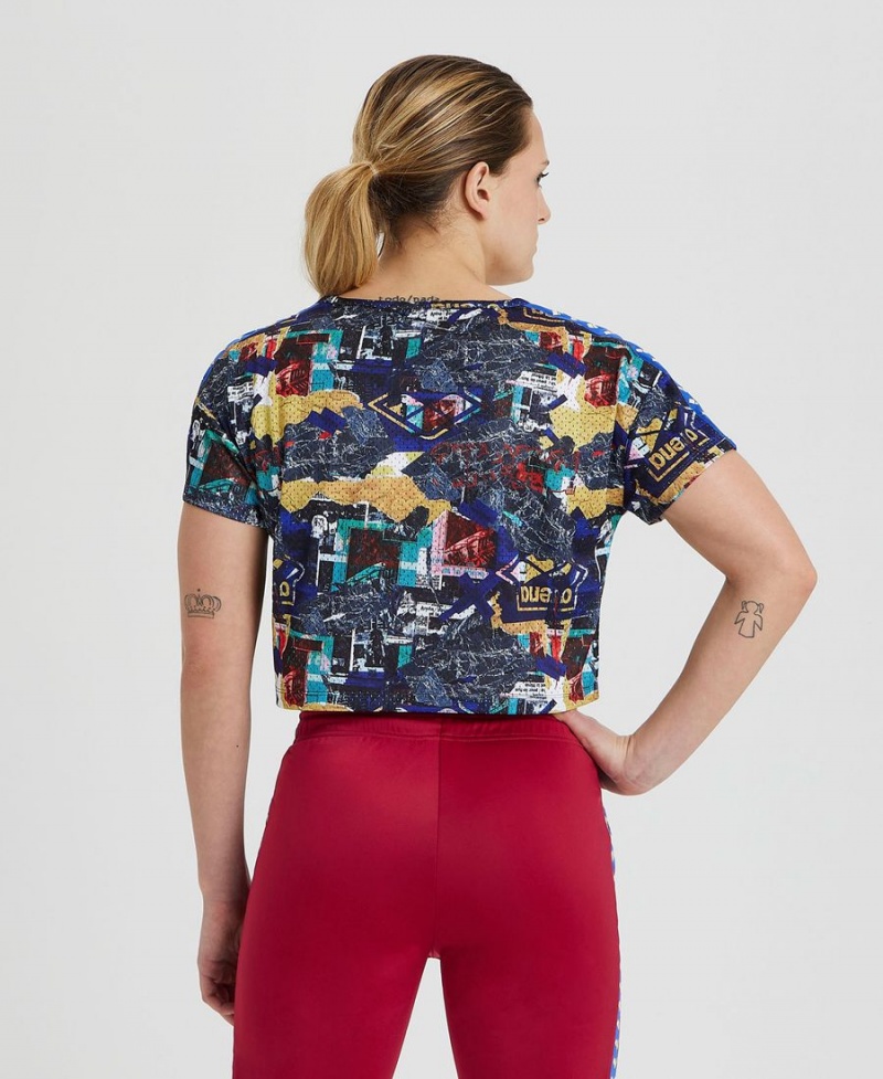 T-Shirt Arena Icons Corinne Mesh Crop Multicolore Femme | ETI-72342354