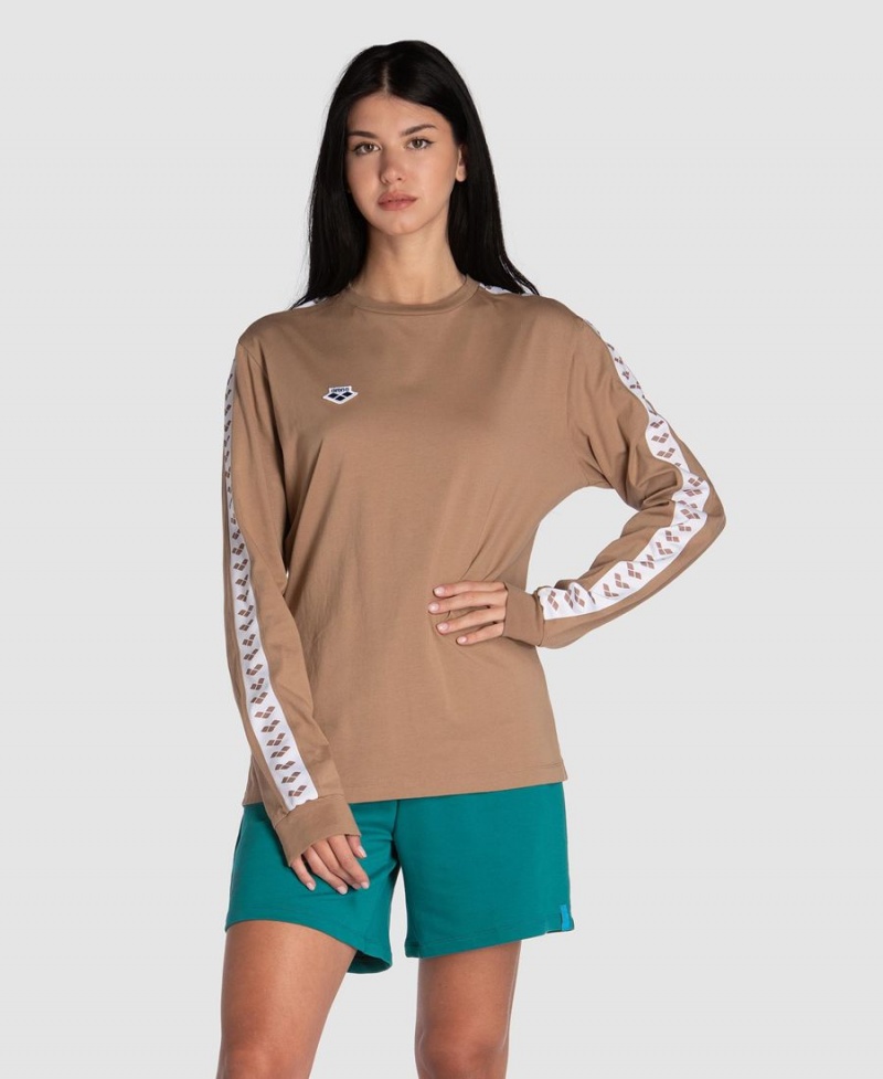 T-Shirt Arena Icons Long Sleeve Kaki Femme | HPX-03745401