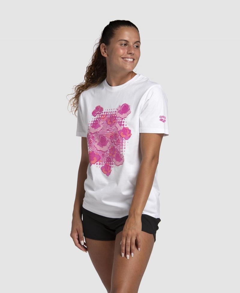 T-Shirt Arena Breast Cancer Awareness Collection Blanche Femme | JNS-08584401