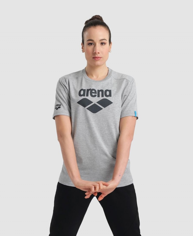 T-Shirt Arena Logo Coton Grise Femme | AXE-86753971