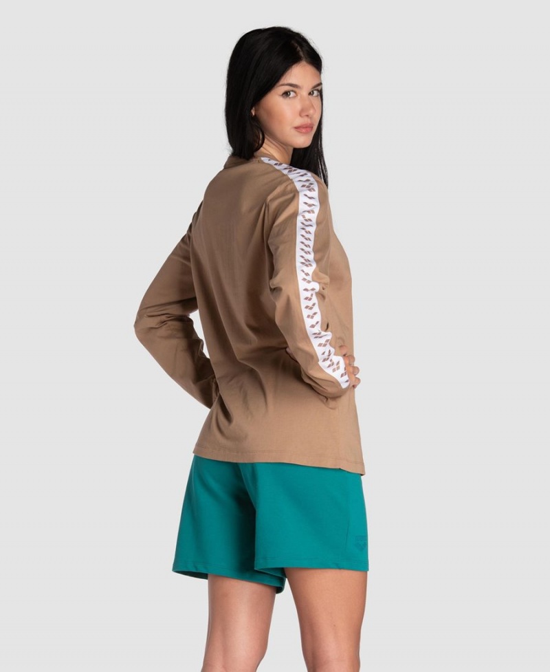 T-Shirt Arena Icons Long Sleeve Kaki Femme | HPX-03745401