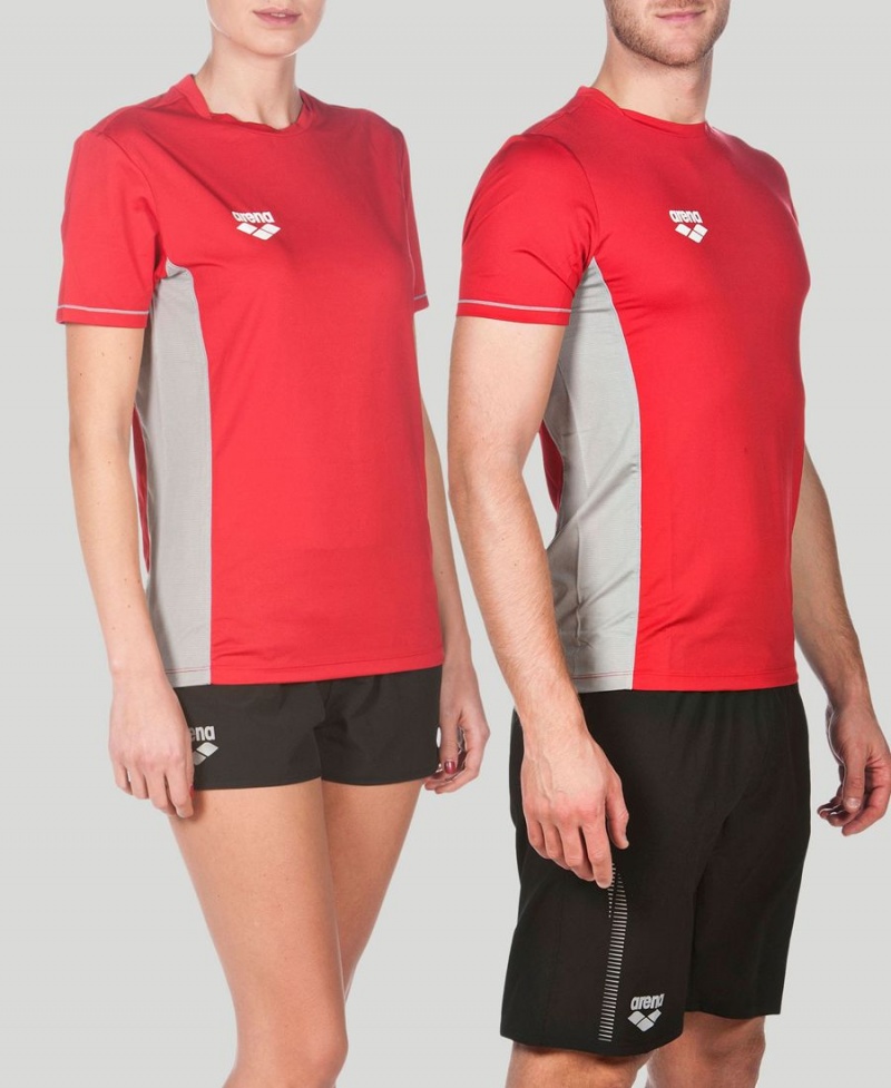 T-Shirt Arena Team Line Tech Corta Sleeve Rouge Femme | KKB-83872598