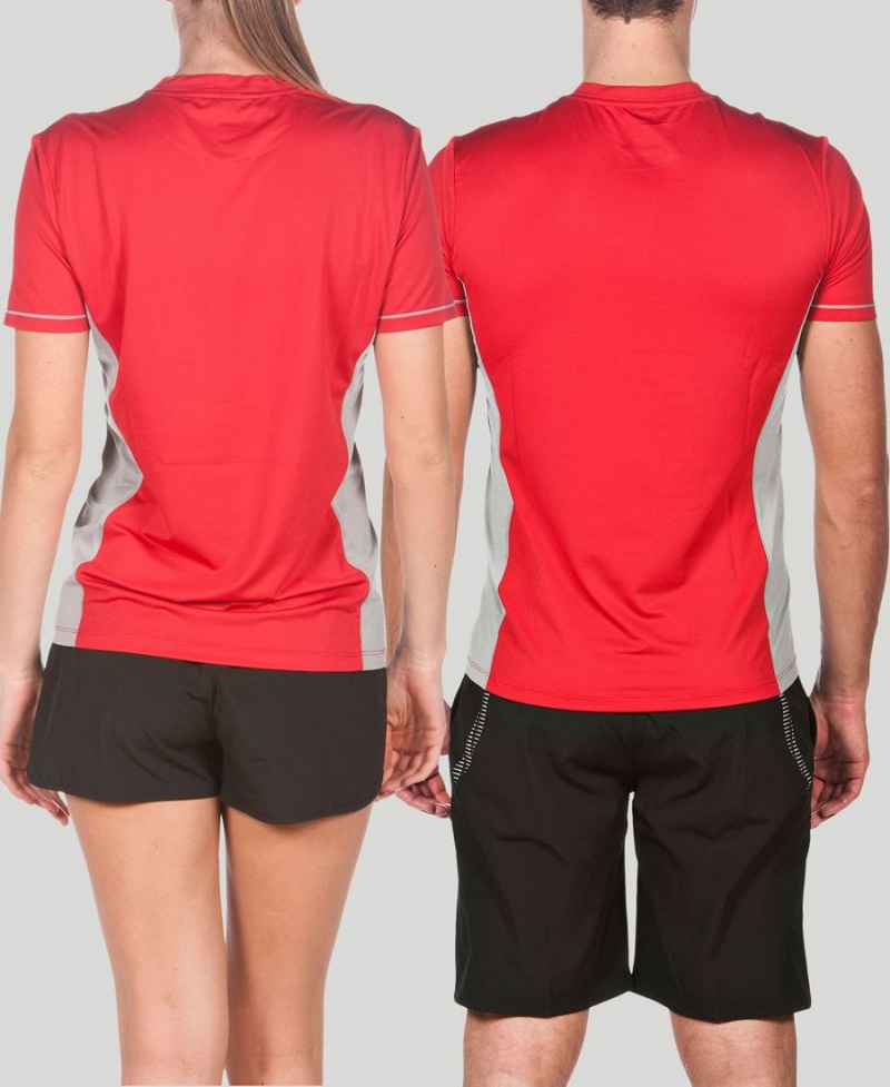 T-Shirt Arena Team Line Tech Corta Sleeve Rouge Femme | KKB-83872598