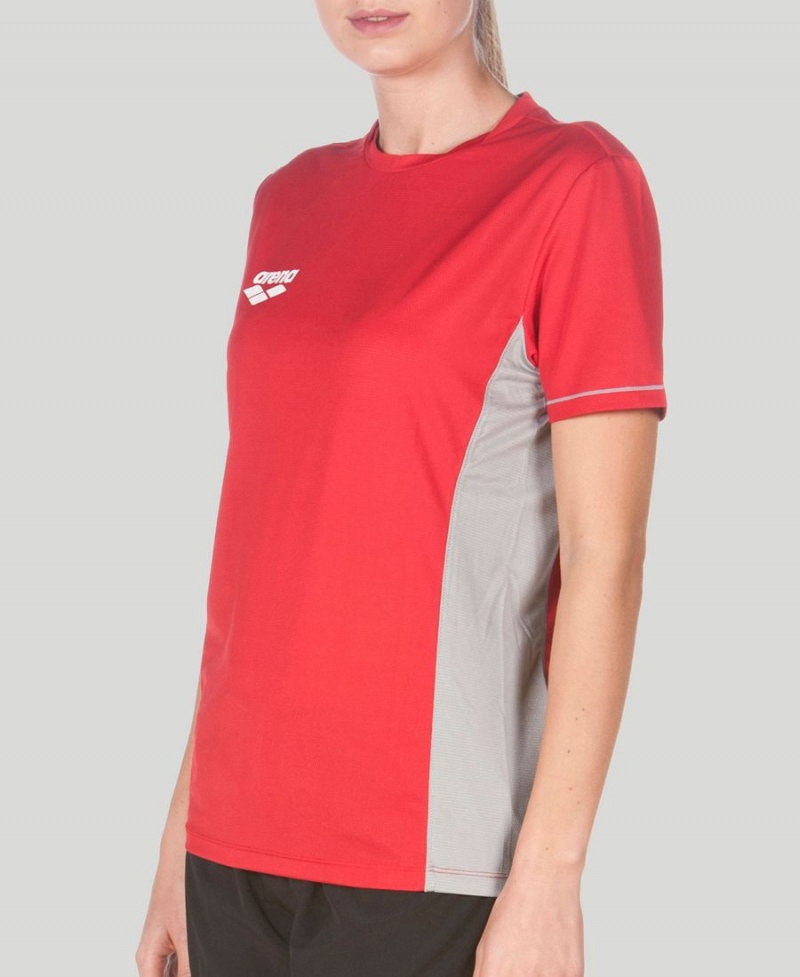 T-Shirt Arena Team Line Tech Corta Sleeve Rouge Femme | KKB-83872598