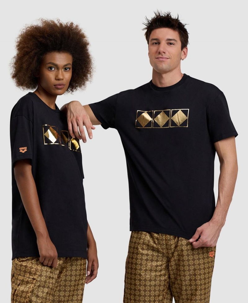 T-Shirt Arena 50th Anniversary Gold Noir Femme | LST-31184568