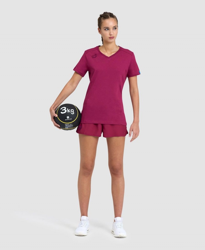 T-Shirt Arena Team Panel Bordeaux Femme | CHR-68654072