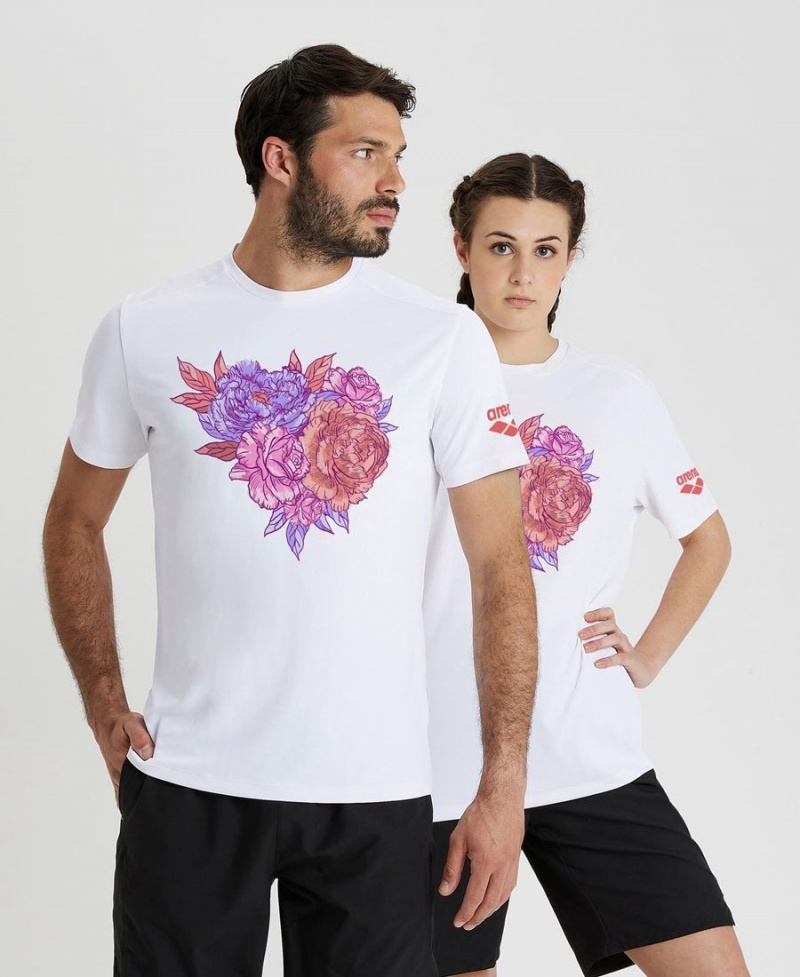 T-Shirt Arena Breast Cancer Blanche Femme | EQA-85612376