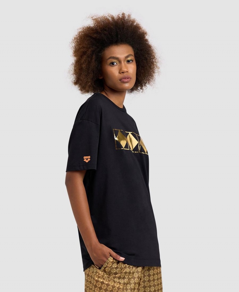 T-Shirt Arena 50th Anniversary Gold Noir Femme | LST-31184568