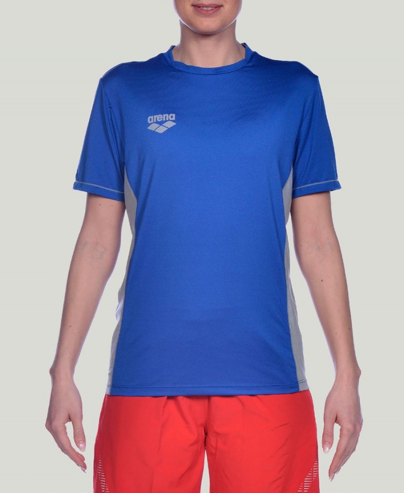 T-Shirt Arena Team Line Tech Corta Sleeve Bleu Femme | TAH-56336564