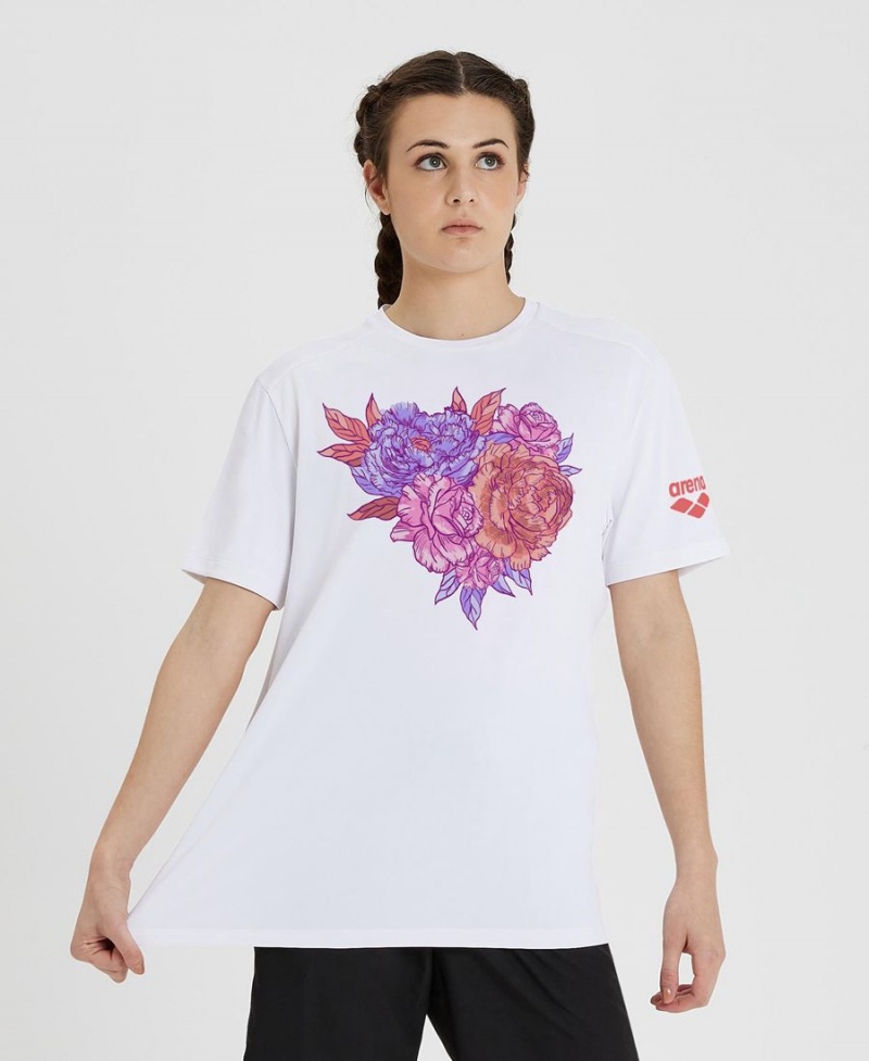 T-Shirt Arena Breast Cancer Blanche Femme | EQA-85612376