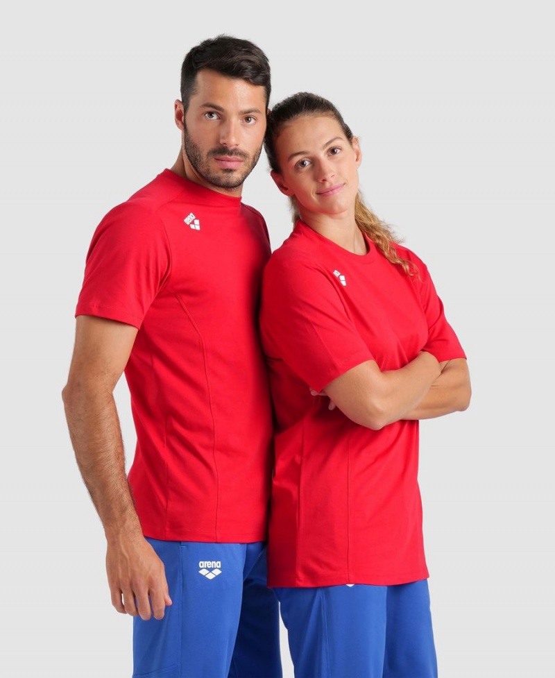 T-Shirt Arena Team Panel Rouge Femme | TAT-57931143