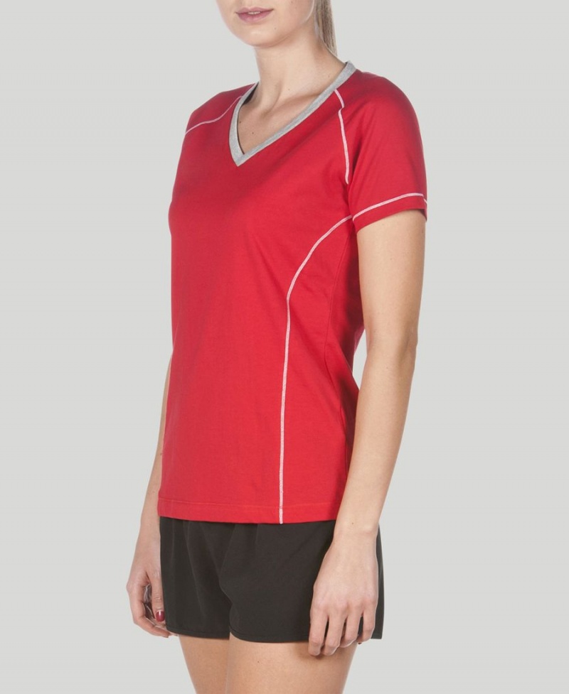 T-Shirt Arena Team Line Corta Sleeve Rouge Femme | XEZ-82084033