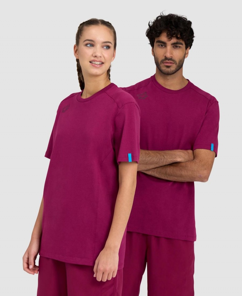 T-Shirt Arena Team Panel Bordeaux Femme | YQD-70531892