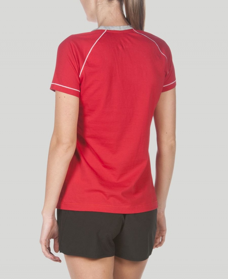 T-Shirt Arena Team Line Corta Sleeve Rouge Femme | XEZ-82084033