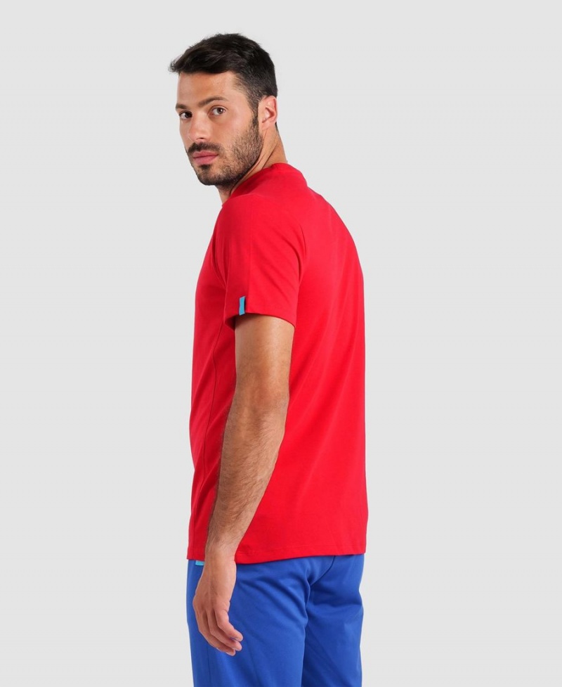 T-Shirt Arena Team Panel Rouge Femme | TAT-57931143